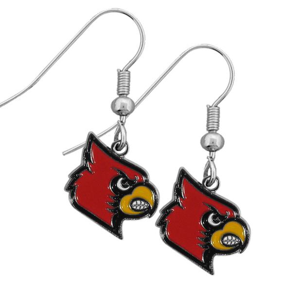 NCAA Louisville Cardinals  Earrings Dangle Licensed Pair Team Fan Red J Hook - Picture 3 of 3